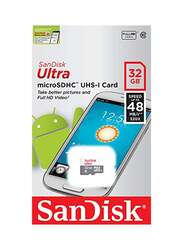 Sandisk 32GB Ultra MicroSDHC UHS-I Memory Card, White/Grey