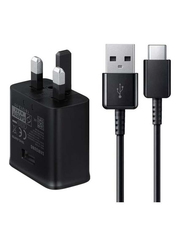 Samsung 15W Fast Charge Travel Adapter With USB Type-A To USB Type-C Cable, EP-TA200NBEGGB, Black
