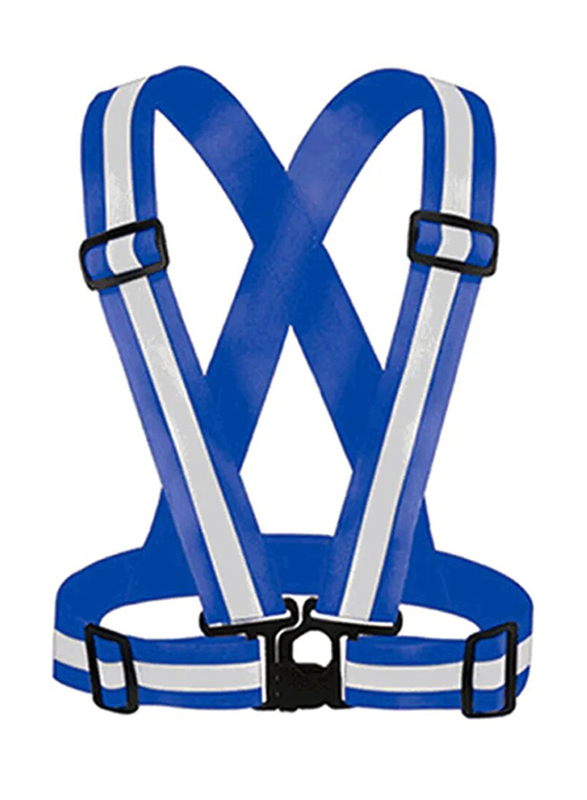 Safety Reflective Adjustable Vest Belt, Blue/White