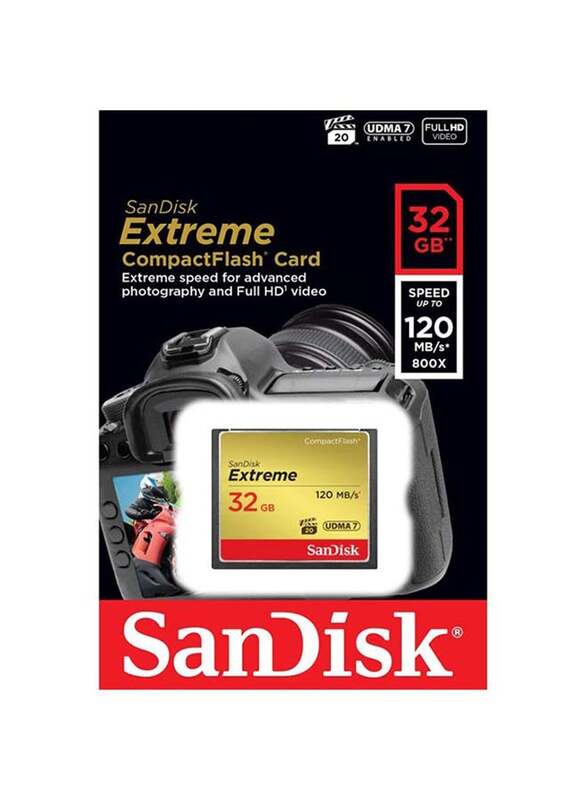 Sandisk 32GB Extreme UDMA 7 CompactFlash Memory Card, Gold