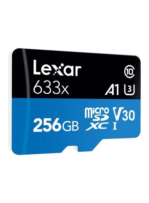 Lexar 256GB MicroSDXC 1 633X Class 10 Memory Card, Blue/Black