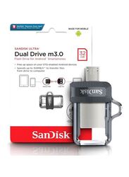 SanDisk 32GB Ultra Dual USB 3.0 Flash Drive, Black/Silver