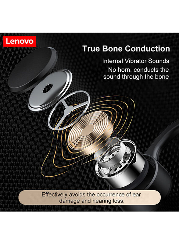 Lenovo X4 Bone Conduction Wireless Over-Ear Headphones, Black