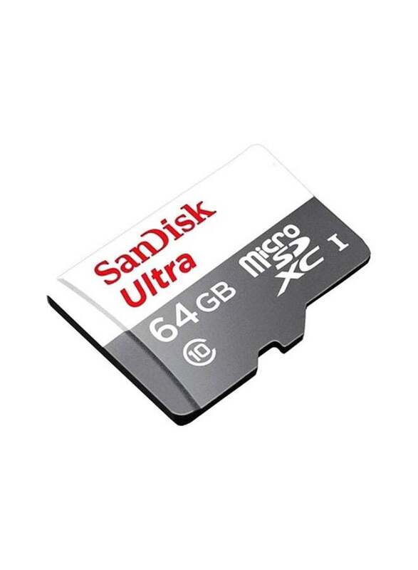 Sandisk 64GB Ultra MicroSDXC UHS-I Memory Card, White/Grey