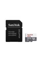 SandisK 64GB Class 10 Ultra Android MicroSDHC Memory Card with SD Adapter, White/Grey