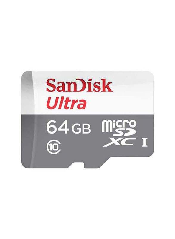 Sandisk 64GB Ultra MicroSDXC UHS-I Memory Card, White/Grey