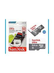 Sandisk 64GB Ultra MicroSDXC Memory Card, White/Grey