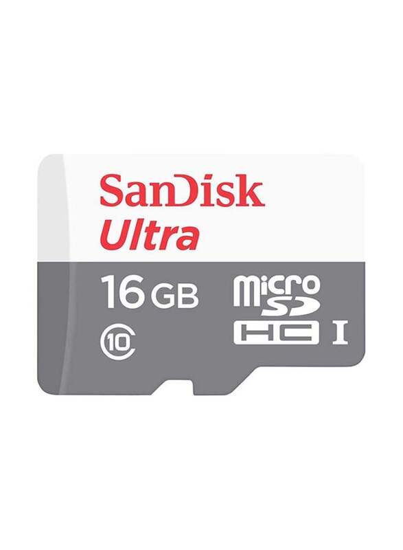 Sandisk 16GB Ultra MicroSDHC UHS-I Class 10 Memory Card, White/Grey