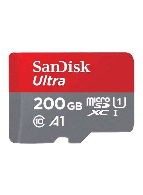 Sandisk 200GB Ultra MicroSDHC 120MB/s Memory Card, Grey/Red