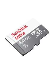 SandisK 64GB Class 10 Ultra Android MicroSDHC Memory Card with SD Adapter, White/Grey