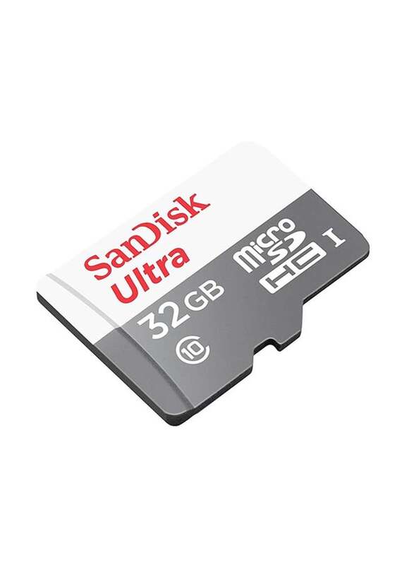 Sandisk 32GB Ultra MicroSDHC UHS-I Memory Card, White/Grey