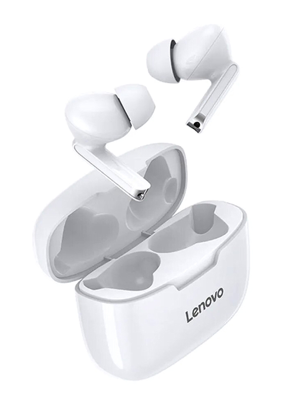 Lenovo XT90 Wireless/Bluetooth In-Ear Noise Cancelling Earbuds with Mic & Charging Case, White