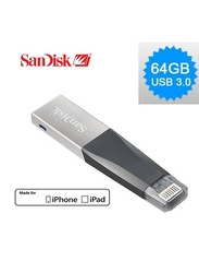 SanDisk 64GB iXpand Mini USB Flash Drive, Black/Silver