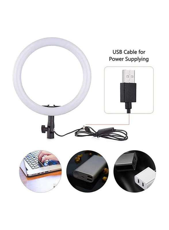 Intag Dimmable LED Ring Light with Tripod Stand for Smartphones/Tablets, Multicolour