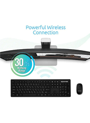 Promate KeyMate-2 Ultra-Slim 2.4Ghz Wireless English/Arabic Keyboard and Mouse, Black