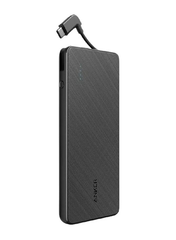 Anker 10000mAh PowerCore Plus Fast Charging Power Bank with USB-C Input & Built-In USB-C Cable, Black
