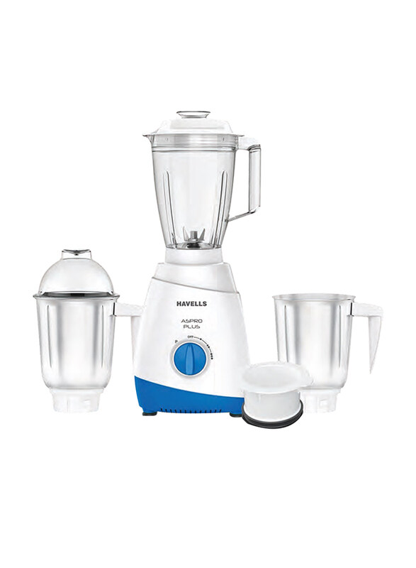 Havells Aspro Plus 3 in 1 Mixer Grinder Blender, 700W, White/Blue