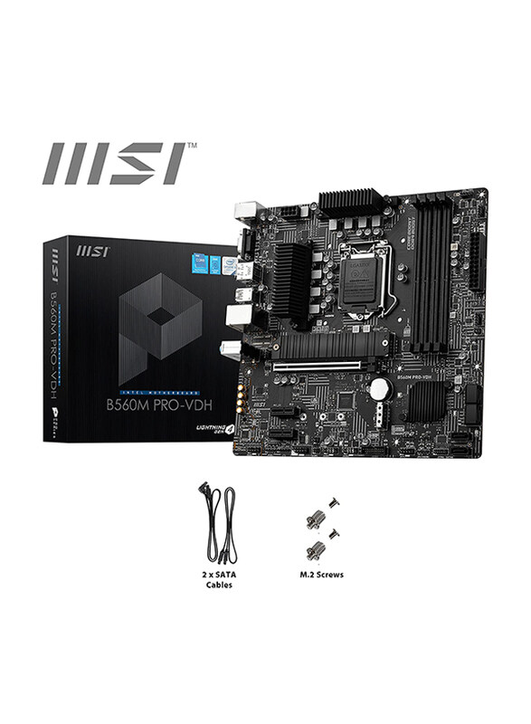 MSI B560M PRO-VDH Micro-ATX Gaming Motherboard, 7D18-002R, Black