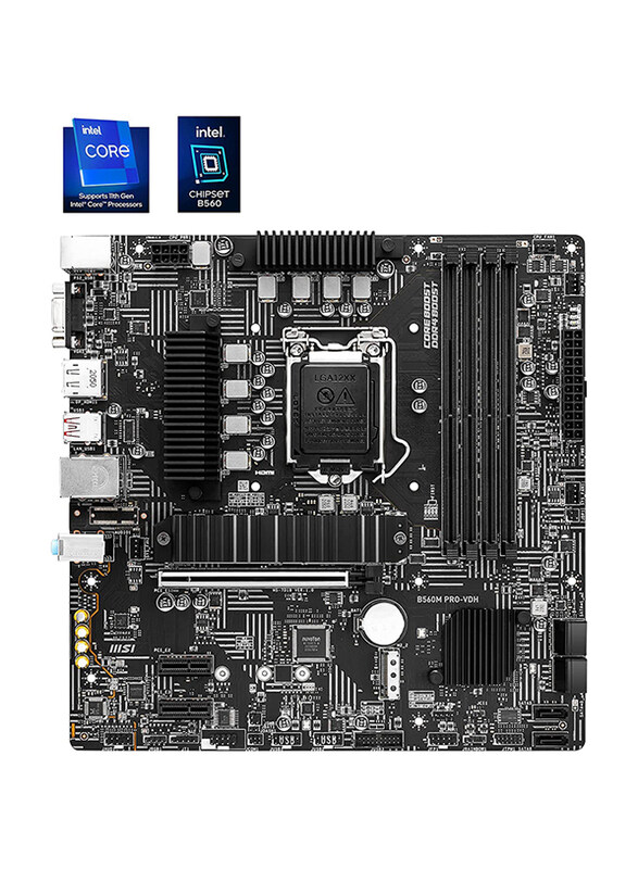 MSI B560M PRO-VDH Micro-ATX Gaming Motherboard, 7D18-002R, Black