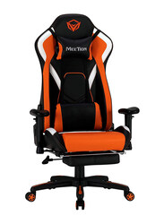 Meetion CHR22 Leather Adjustable Handrail Scalable Footrest Gaming Chair with Comfortable Reclining, Black/Orange