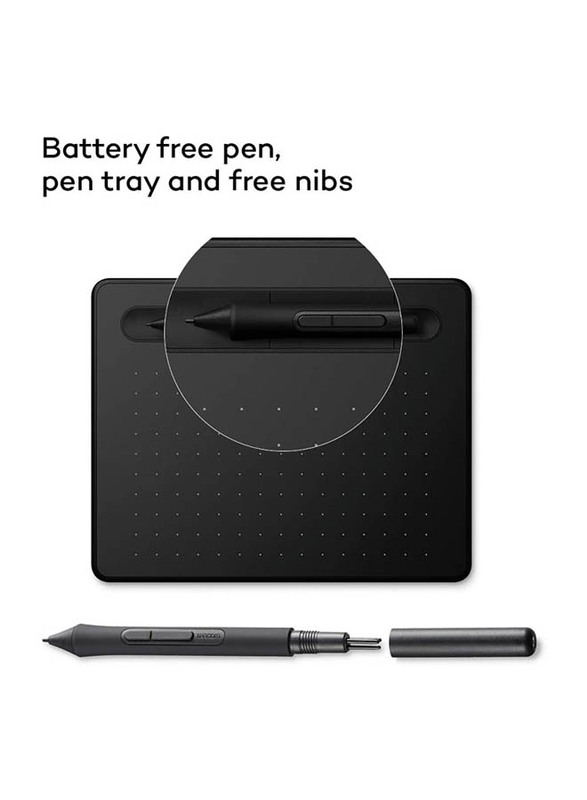 Wacom Intuos Small Wireless Bluetooth Graphic Pen Tablet with 2 Free Creative Software Downloads for PC & Laptops, CTL-4100WLK-N, Black