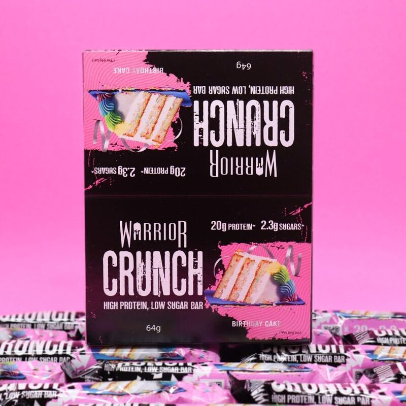 Warrior, CRUNCH - High Protein Bars - 20g Protein Each Bar - 12 Pack x 64g, Birthday Cake