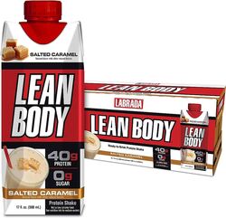 Lean Body Ready-to-Drink Salted Caramel Protein Shake, 40g Protein, Whey Blend, 0 Sugar, Gluten Free, 22 Vitamins & Minerals, Pack of 12.