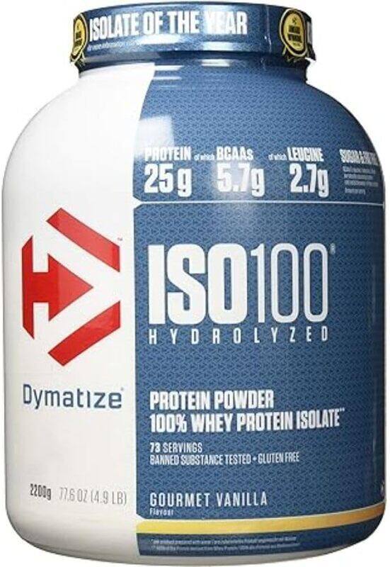 

DYMATIZE ISO 100 Hydrolyzed Protein Powder - Gourmet Vanilla, 5lbs, 76 Servings