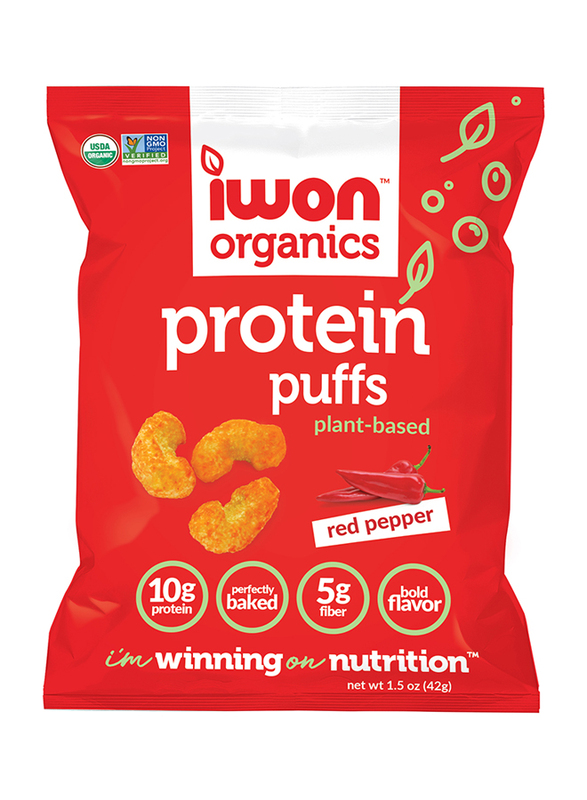 Iwon Organics Red Pepper Flavored Protein Puffs, 42g
