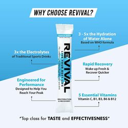 Revival Rapid Rehydration Electrolytes Powder - High Strength Vitamin C, B1, B3, B5, B12 Supplement Sachet Drink, Effervescent Electrolyte Hydration (Assorted Flavor, 30 Count