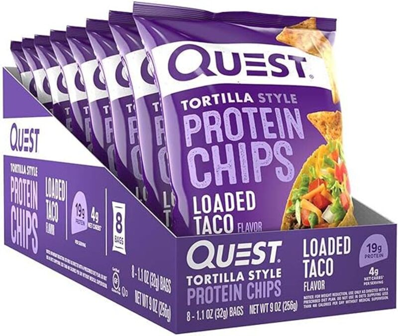 Quest Tortilla Style Protein Chips Loaded Taco Flavor 8 Pieces