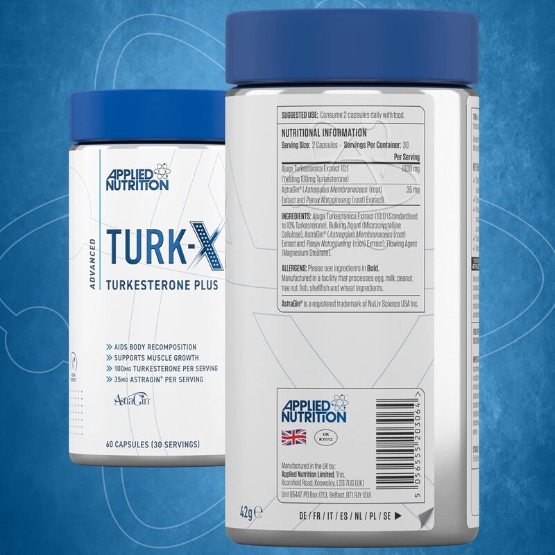 Applied Nutrition Turk-X Turkesterone Plus - Advanced Turkesterone 1000mg per Serving, Muscle Building & Recovery Supplement, Male Strength Enhancer (30 Servings - 60 Capsules)