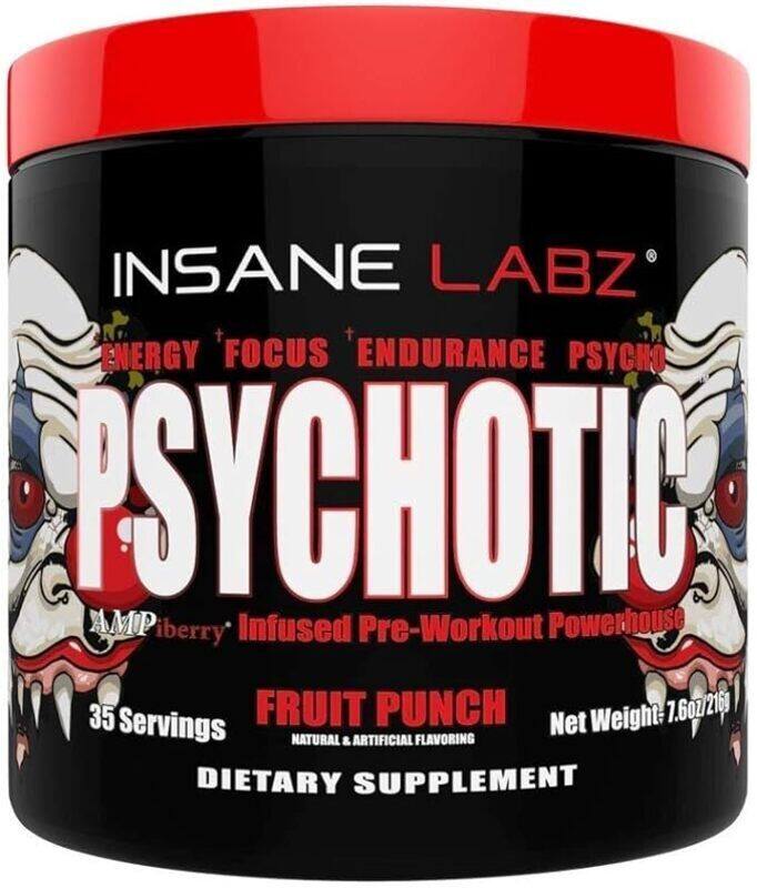 

Insane Labz Psychotic Pre Workout Fruit Punch Flavor 35 Servings