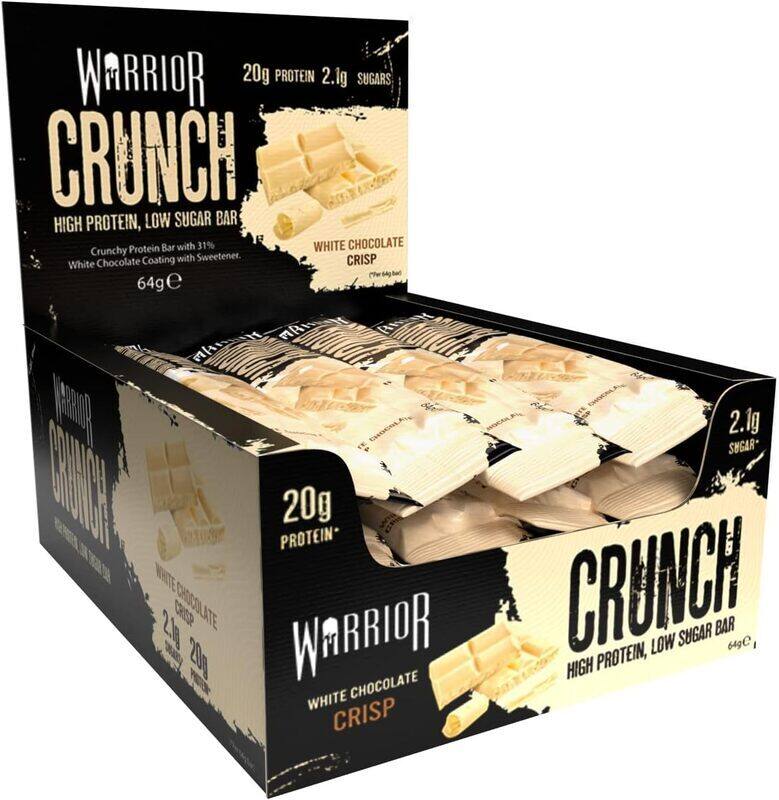 

Warrior CRUNCH High Protein Bars - 20g Protein Each - White Chocolate - Pack of 12 x 64g