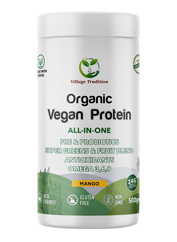 

Village Tradition Mango Flavour All In One Vegan Protein, 500gm