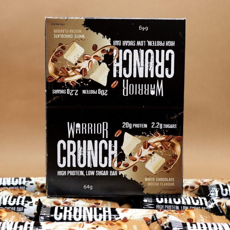 Warrior, CRUNCH - High Protein Bars - 20g Protein Each Bar - 12 Pack x 64g, White Chocolate Mocha