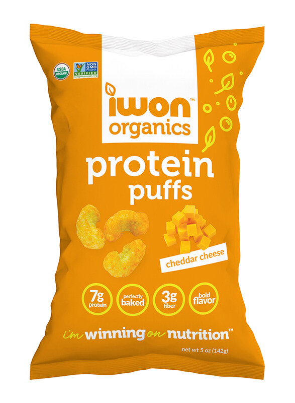 

Iwon Organics Cheddar Cheese Flavored Protein Puffs, 42g