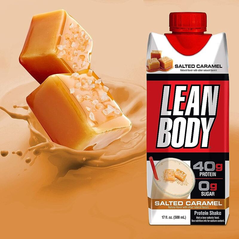 Lean Body Ready-to-Drink Salted Caramel Protein Shake, 40g Protein, Whey Blend, 0 Sugar, Gluten Free, 22 Vitamins & Minerals, Pack of 12.