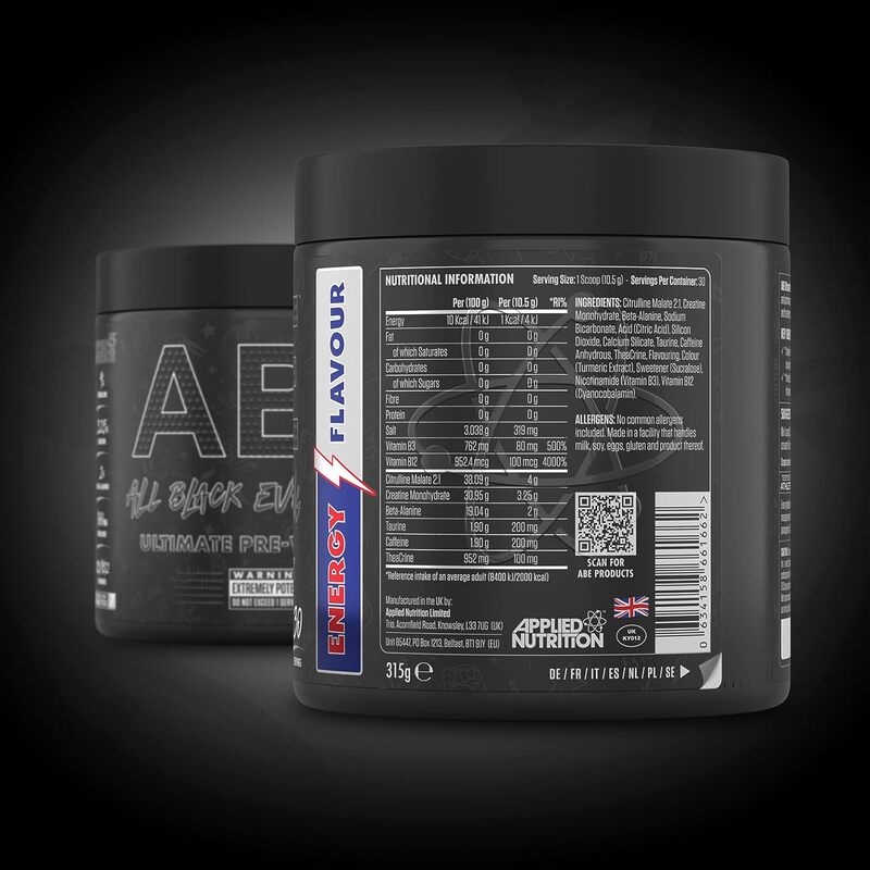ABE All Black Everything Pre-Workout Energy Flavor 30 Servings 315g