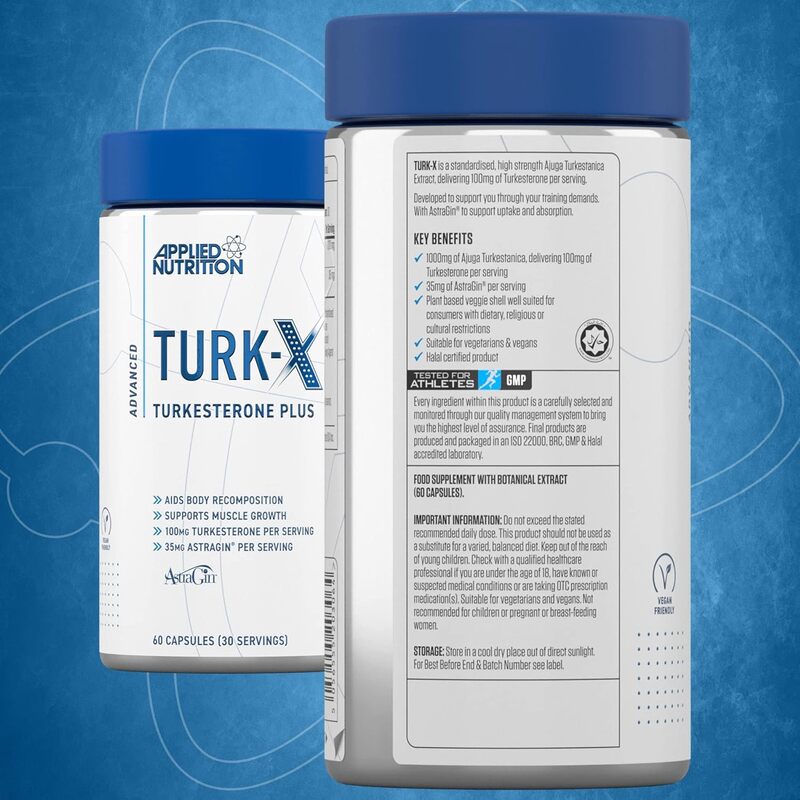 Applied Nutrition Turk-X Turkesterone Plus - Advanced Turkesterone 1000mg per Serving, Muscle Building & Recovery Supplement, Male Strength Enhancer (30 Servings - 60 Capsules)