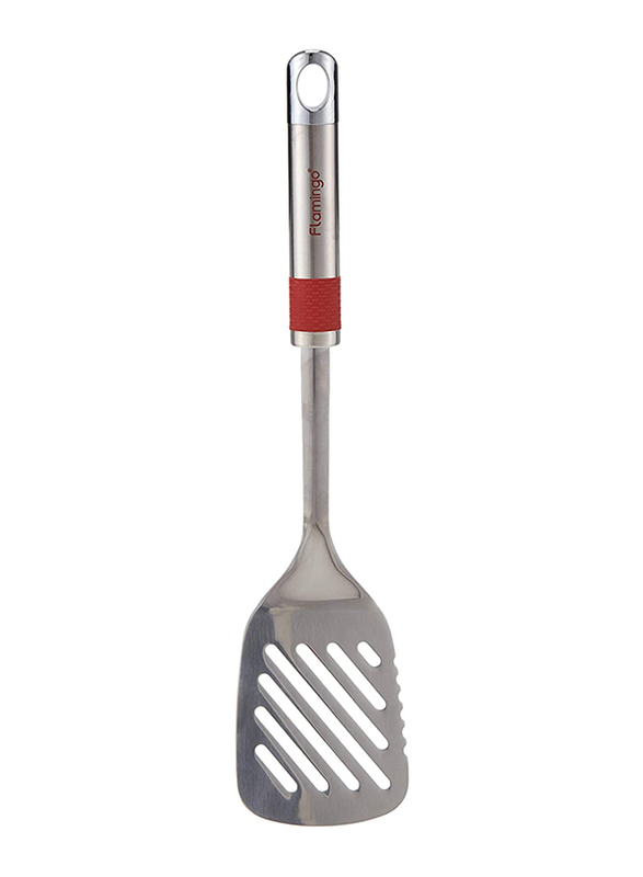 Flamingo 14-inch Stainless Steel Slotted Turner, Silver
