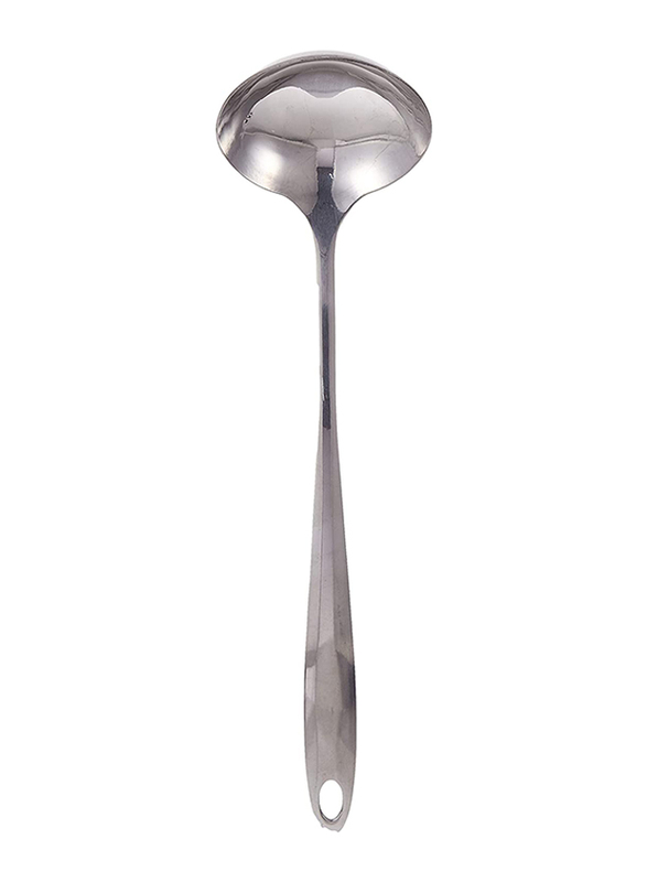 Flamingo 12-inch Mirror Polish Stainless Steel Ladle, Silver