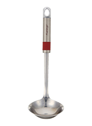 Flamingo 13-inch Stainless Steel Soup Ladle, Red/Silver