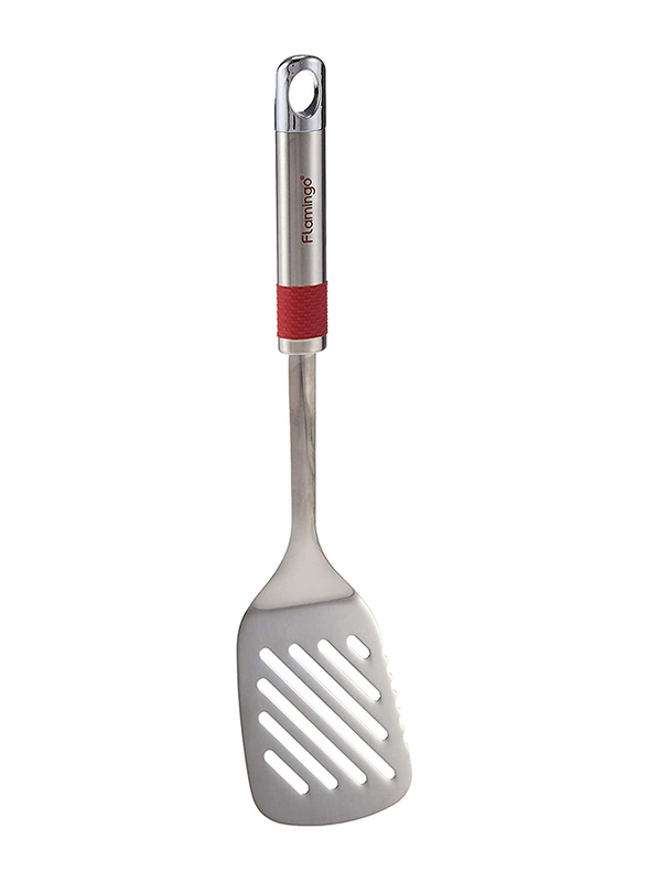 Flamingo 14-inch Stainless Steel Slotted Turner, Silver