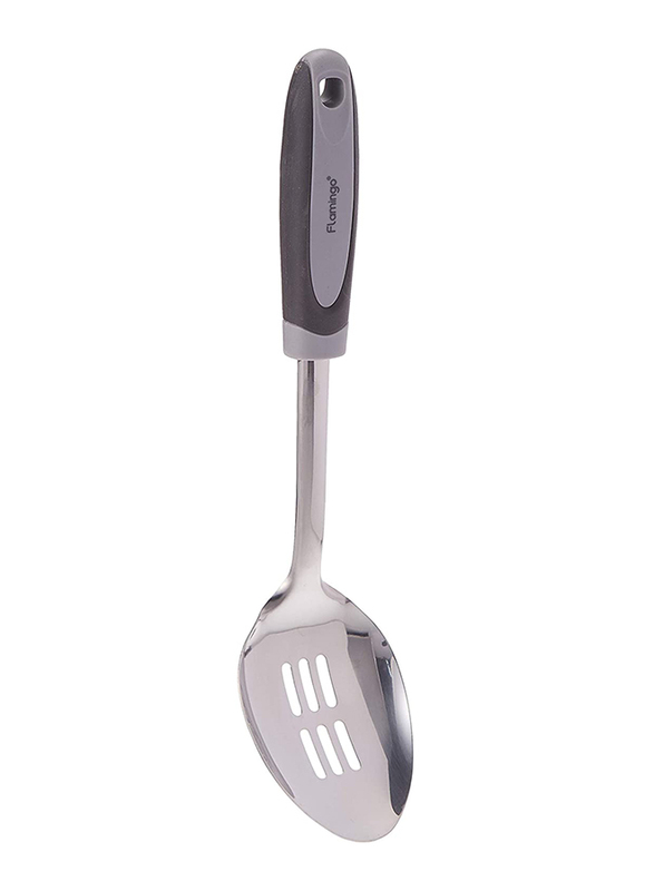 Flamingo Slotted Spoon U Shape with Handle, Silver/Grey