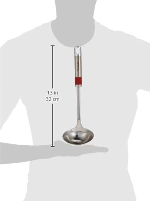 Flamingo 13-inch Stainless Steel Soup Ladle, Red/Silver
