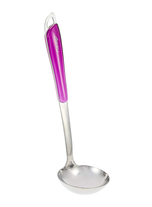 Flamingo Small Stainless Steel Ladle, Silver/Pink