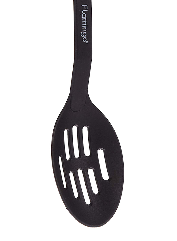 Flamingo Alloy Steel Nylon Slotted Spoon, Black/Brown