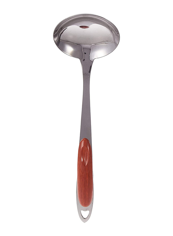 Flamingo 2.5mm Mirror Polish Stainless Steel Ladle, Silver/Brown