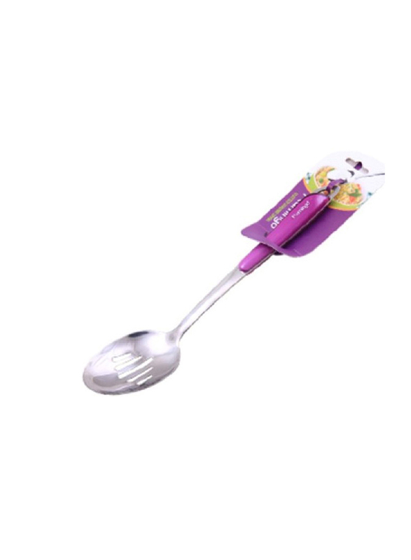 Flamingo Stainless Steel Slotted Serving Spoon, FL4552KW, Silver/Pink